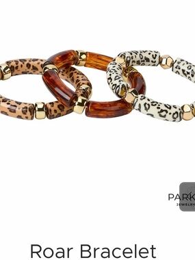 Park Lane Roar Bracelet - Tortoiseshell, Beige and White Leopard
